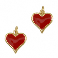 Brass TQ Metall Anh&auml;nger Herz Enamel Gold-red