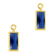 Anh&auml;nger Kristallglas Rechteck Royal blue-gold