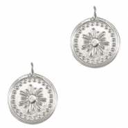 Metall Anhänger DQ Blume Antik silber (Nickelfrei)