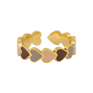 Ringe aus Stainless Steel - Rostfreiem Stahl Enamel Herz Multicolour grey-gold