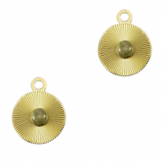 Stainless Steel - Rostfrei Stahl Anh&auml;nger 12mm mit Naturstein Gold-horizon gray