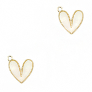 Resin Anh&auml;nger Herz Gold-off white