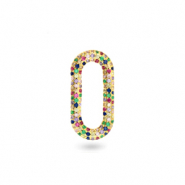 Zirkonia Rainbow Zwischenst&uuml;ck Oval Gold