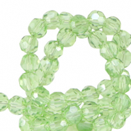 Top Glas Facett Perlen rund 4mm Citrus green-pearl shine coating