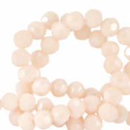 Top Glas Facett Perlen rund 4mm Soft shell pink-pearl shine coating
