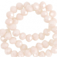 Top Glas Facett Perlen 4x3 mm rondellen Buttercream beige-pearl shine coating