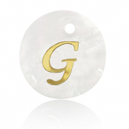 Muschel Anhänger Süßwasserperlmutt Buchstaben G Gold-white (Naturliche Farbe Muschel)