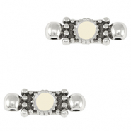 Metall Anh&auml;nger DQ Zwischenst&uuml;ck Antik silber-ivory white (nikkelvrij)