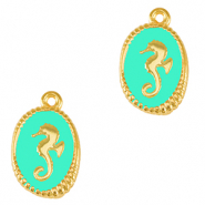 Metall Anhänger DQ Seepferdchen Gold-veraman blue (nikkelvrij)