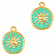 Metall Anhänger DQ Sonne Gold-veraman blue (nikkelvrij)