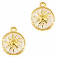 Metall Anh&auml;nger DQ Sonne Gold-pearl white (nikkelvrij)