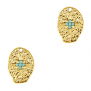 Stainless Steel - Rostfrei Stahl Anhänger irregular Kreuz Enamel Gold-light blue