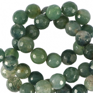 Naturstein Perlen Chalcedon (Jaspis) 6mm Facett geschliffen Moss green