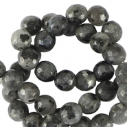 Naturstein Perlen Labradorit 4mm Facett geschliffen Anthracite black