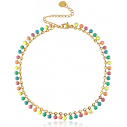 Fusskettchen aus Stainless Steel - Rostfreiem Stahl Kettenglieder Enamel Gold-Multicolour&nbsp;