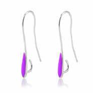 Metall Zubehör DQ Ohrringe Antik silber-purple (Nickelfrei)