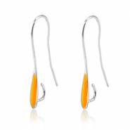 Metall Zubehör DQ Ohrringe Antik silber-neon orange (Nickelfrei)