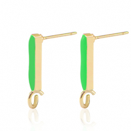 Metall Zubehör DQ Ohrstecker Bar Gold-neon green (Nickelfrei)