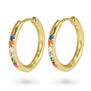 Ohrringe aus Stainless Steel - Rostfreiem Stahl Creolen Zirkonia 19mm Gold