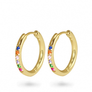 Ohrringe aus Stainless Steel - Rostfreiem Stahl Creolen Zirkonia 11mm Gold