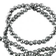 Top Glas Facett Perlen rund 2mm Silver-pearl shine coating