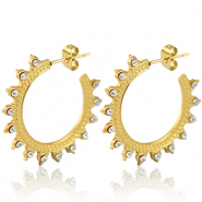 Ohrringe aus Stainless Steel - Rostfreiem Stahl Creolen 30mm Gold-crystal