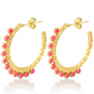 Ohrringe aus Stainless Steel - Rostfreiem Stahl Creolen 30mm Gold-magenta