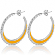 Ohrringe aus Stainless Steel - Rostfreiem Stahl Creolen 30mm Silver-orange