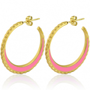 Ohrringe aus Stainless Steel - Rostfreiem Stahl Creolen 30mm Gold-pink