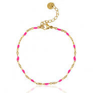 Armb&auml;nder aus Stainless Steel - Rostfreiem Stahl Neon fuchsia pink-gold
