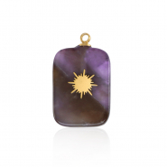 Stainless Steel - Rostfrei Stahl Anhänger Rectangle Sun Gold-purple