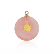 Stainless Steel - Rostfrei Stahl Anhänger Sun Gold-pink