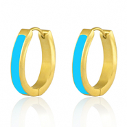 Ohrringe aus Stainless Steel - Rostfreiem Stahl Aqua blue-gold
