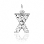 Brass TQ Metall Anh&auml;nger initial X Silver