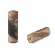 Naturstein Perlen Marmor Tubes Multicolour red-beige