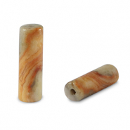 Naturstein Perlen Marmor Tubes Light brown-rust red