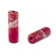 Naturstein Perlen Tubes Red-orange