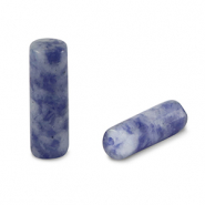 Naturstein Perlen Sodalith und Mikrokline Tubes Blue-white