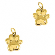 Stainless Steel - Rostfrei Stahl Anhänger Hund Pfote Gold