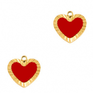 Stainless Steel - Rostfrei Stahl Anh&auml;nger Herz Gold-red