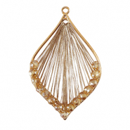 Geh&auml;kelte Anh&auml;nger mit Makramee Band und Facettperlen Tropfen Gold-metallic champagne
