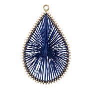 Geh&auml;kelte Anh&auml;nger mit Makramee Band Tropfen Dark blue