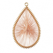 Geh&auml;kelte Anh&auml;nger mit Makramee Band Tropfen Gold-pink