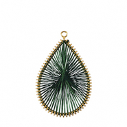 Geh&auml;kelte Anh&auml;nger mit Makramee Band Tropfen Dark green