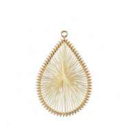 Geh&auml;kelte Anh&auml;nger mit Makramee Band Tropfen Gold-off white