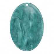 Resin Anh&auml;nger Oval Petrol blue