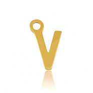 Stainless Steel - Rostfrei Stahl Anhänger Initial V Gold