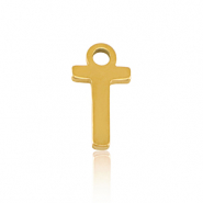 Stainless Steel - Rostfrei Stahl Anhänger Initial T Gold
