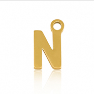 Stainless Steel - Rostfrei Stahl Anhänger Initial N Gold