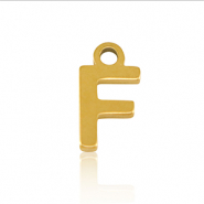 Stainless Steel - Rostfrei Stahl Anhänger Initial F Gold